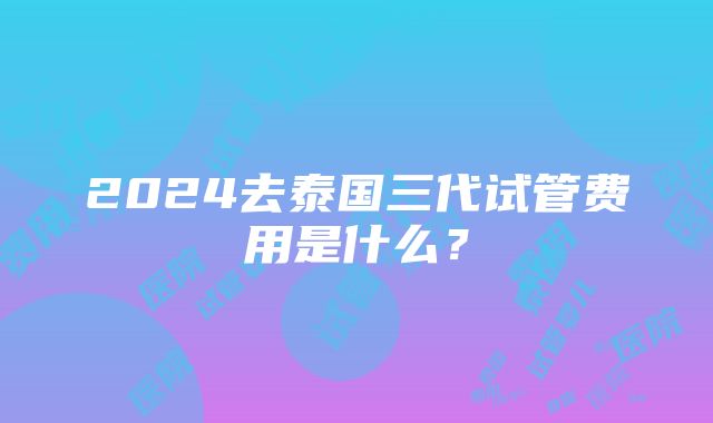 2024去泰国三代试管费用是什么？