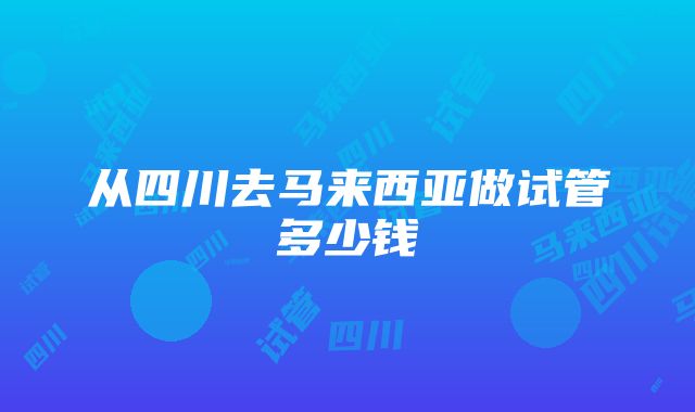 从四川去马来西亚做试管多少钱