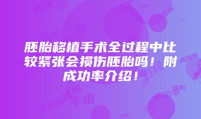 胚胎移植手术全过程中比较紧张会损伤胚胎吗！附成功率介绍！