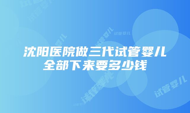 沈阳医院做三代试管婴儿全部下来要多少钱