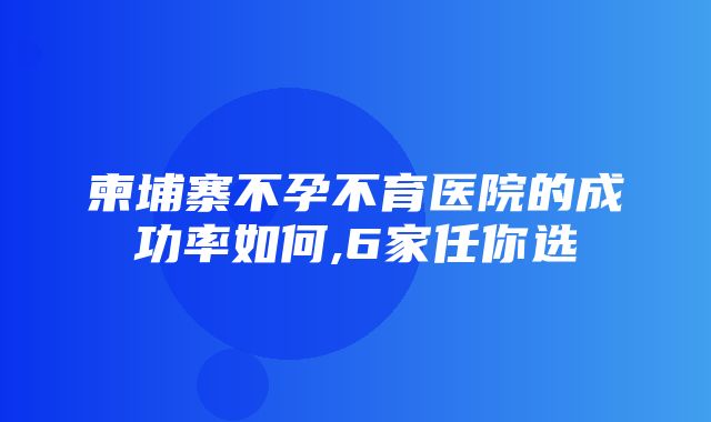 柬埔寨不孕不育医院的成功率如何,6家任你选