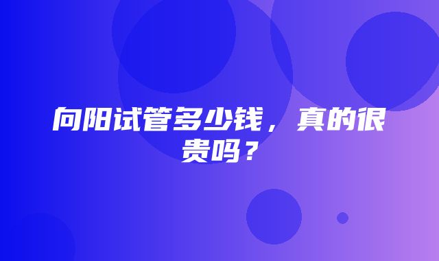 向阳试管多少钱，真的很贵吗？