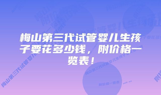 梅山第三代试管婴儿生孩子要花多少钱，附价格一览表！