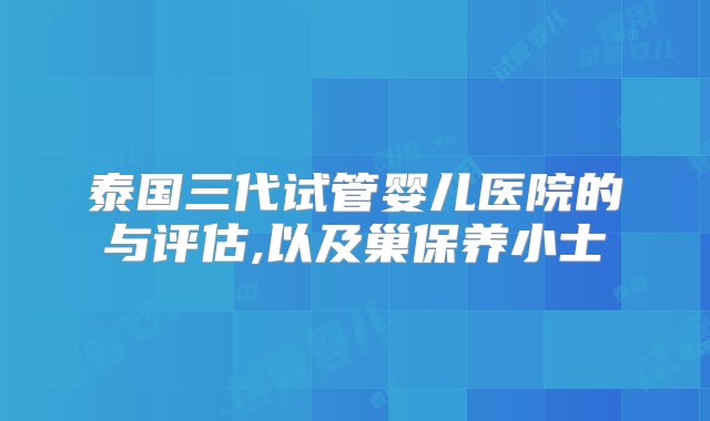 泰国三代试管婴儿医院的与评估,以及巢保养小士