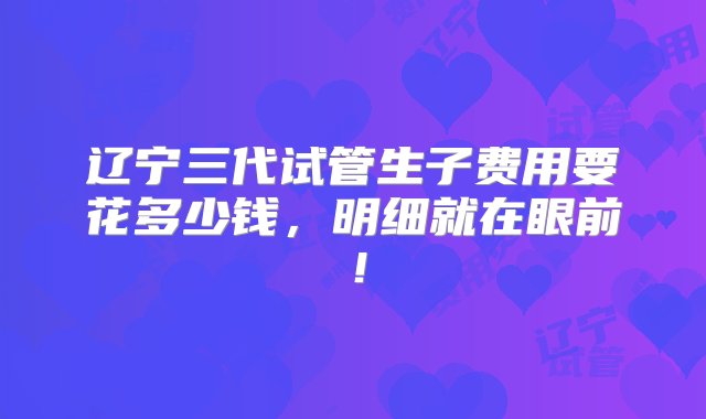 辽宁三代试管生子费用要花多少钱，明细就在眼前！