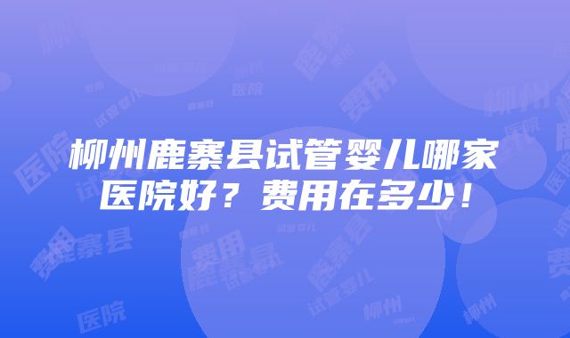 柳州鹿寨县试管婴儿哪家医院好？费用在多少！