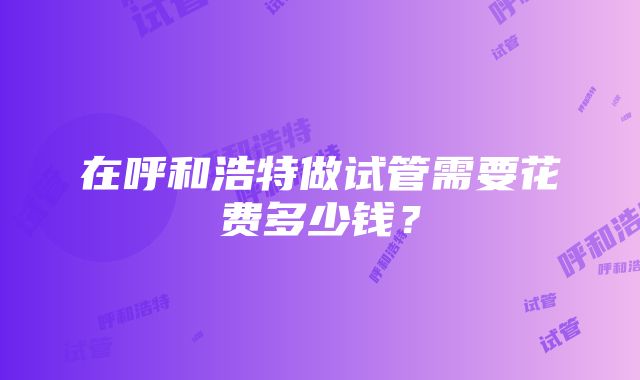 在呼和浩特做试管需要花费多少钱？