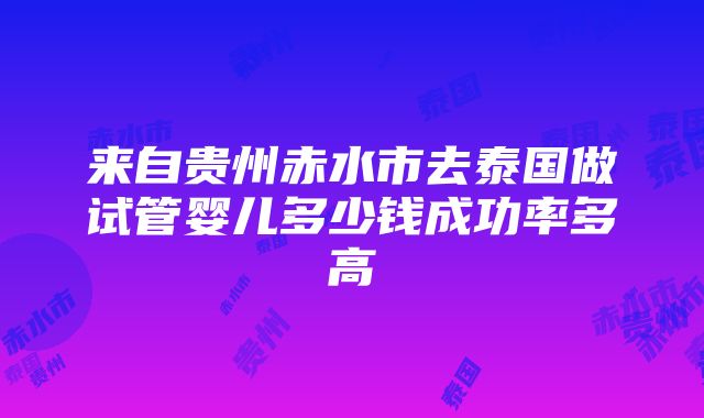 来自贵州赤水市去泰国做试管婴儿多少钱成功率多高