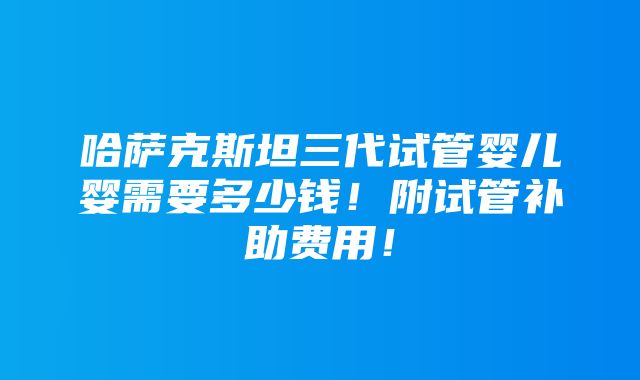 哈萨克斯坦三代试管婴儿婴需要多少钱！附试管补助费用！