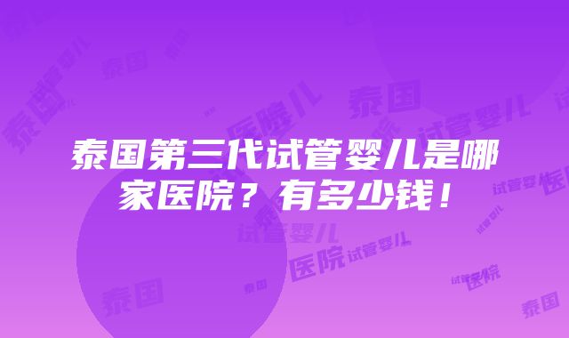 泰国第三代试管婴儿是哪家医院？有多少钱！