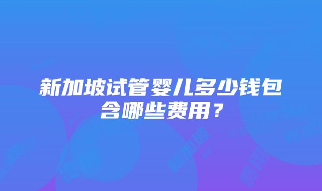 新加坡试管婴儿多少钱包含哪些费用？