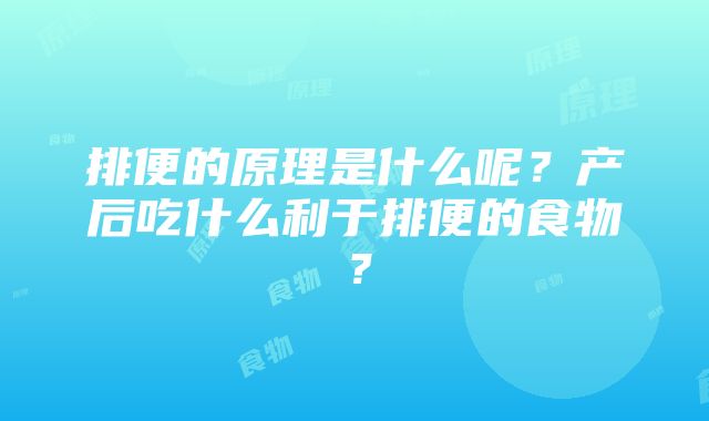 排便的原理是什么呢？产后吃什么利于排便的食物？