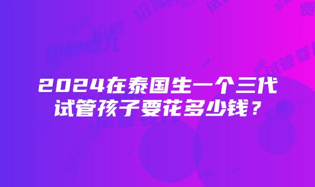 2024在泰国生一个三代试管孩子要花多少钱？