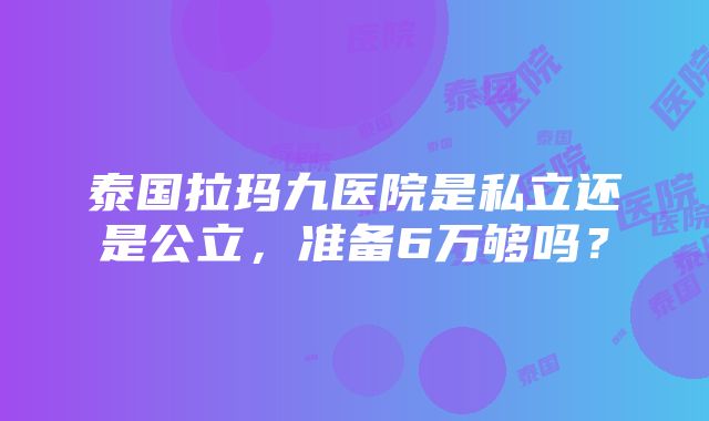 泰国拉玛九医院是私立还是公立，准备6万够吗？