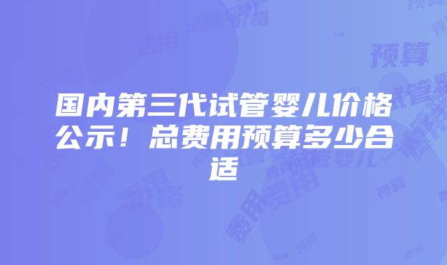 国内第三代试管婴儿价格公示！总费用预算多少合适