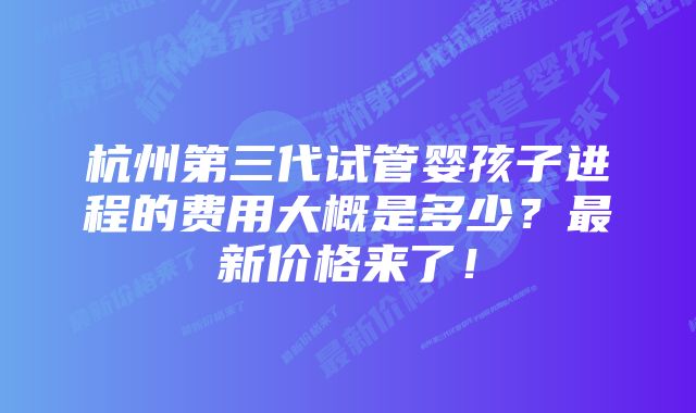 杭州第三代试管婴孩子进程的费用大概是多少？最新价格来了！