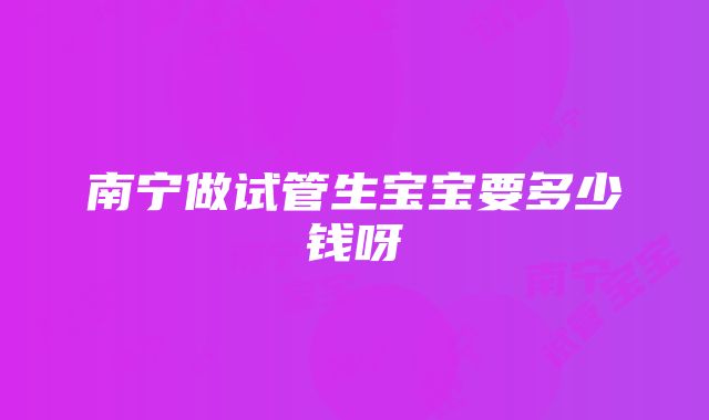 南宁做试管生宝宝要多少钱呀