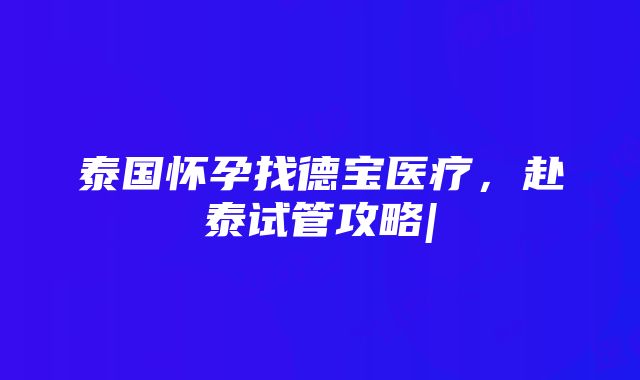 泰国怀孕找德宝医疗，赴泰试管攻略|