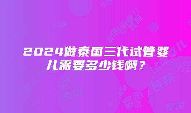 2024做泰国三代试管婴儿需要多少钱啊？