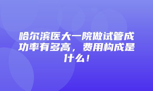 哈尔滨医大一院做试管成功率有多高，费用构成是什么！