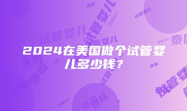 2024在美国做个试管婴儿多少钱？