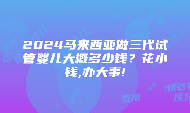 2024马来西亚做三代试管婴儿大概多少钱？花小钱,办大事!