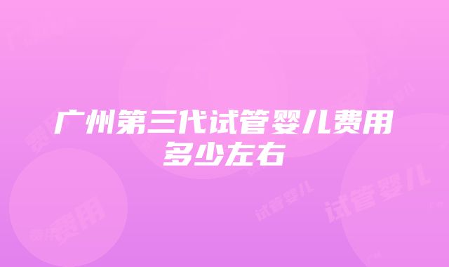 广州第三代试管婴儿费用多少左右