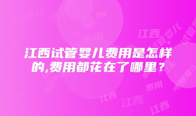 江西试管婴儿费用是怎样的,费用都花在了哪里？