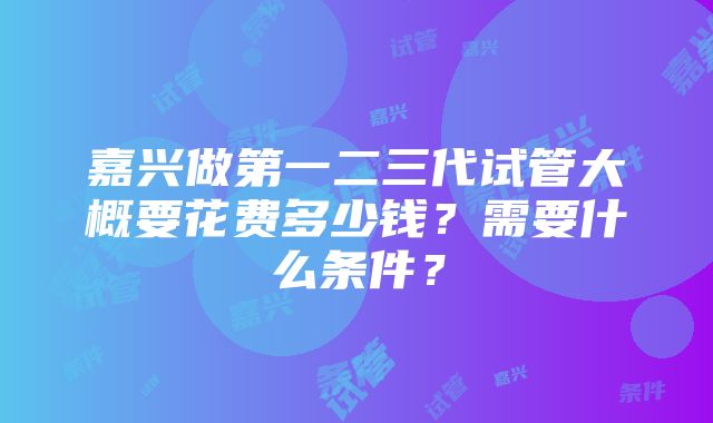 嘉兴做第一二三代试管大概要花费多少钱？需要什么条件？