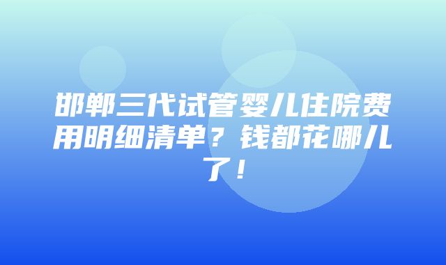 邯郸三代试管婴儿住院费用明细清单？钱都花哪儿了！