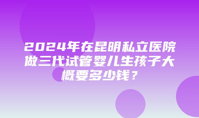 2024年在昆明私立医院做三代试管婴儿生孩子大概要多少钱？