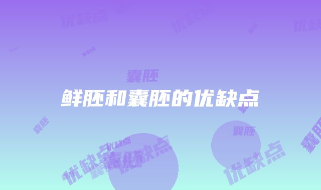 鲜胚和囊胚的优缺点