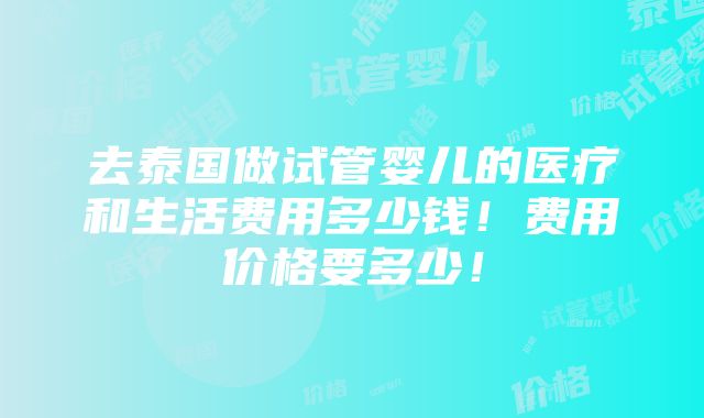 去泰国做试管婴儿的医疗和生活费用多少钱！费用价格要多少！