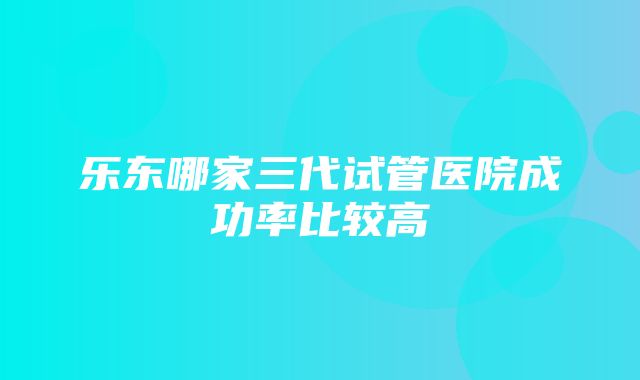 乐东哪家三代试管医院成功率比较高