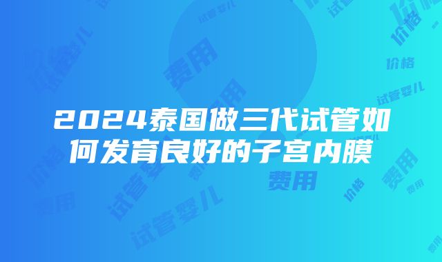 2024泰国做三代试管如何发育良好的子宫内膜