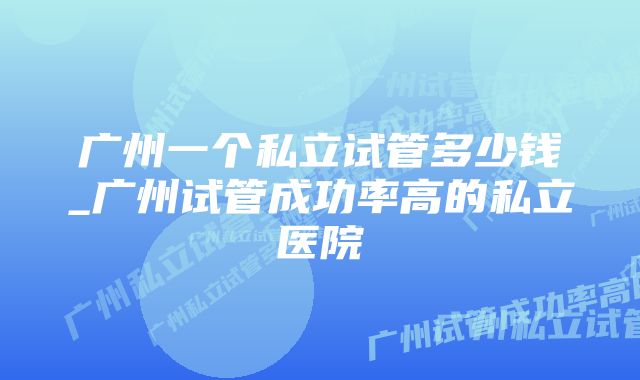 广州一个私立试管多少钱_广州试管成功率高的私立医院