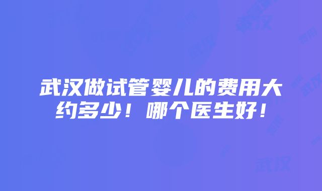 武汉做试管婴儿的费用大约多少！哪个医生好！