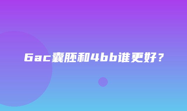 6ac囊胚和4bb谁更好？