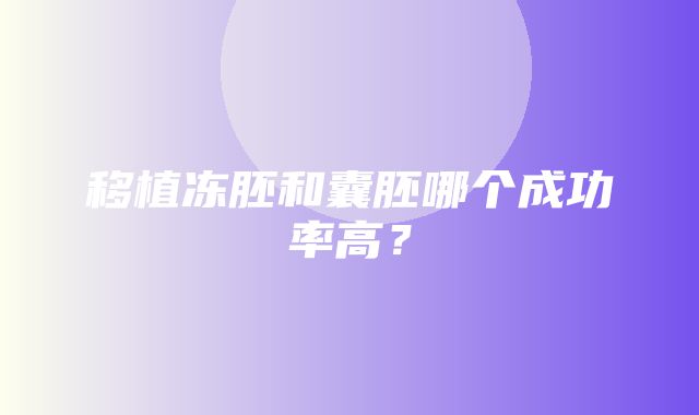 移植冻胚和囊胚哪个成功率高？