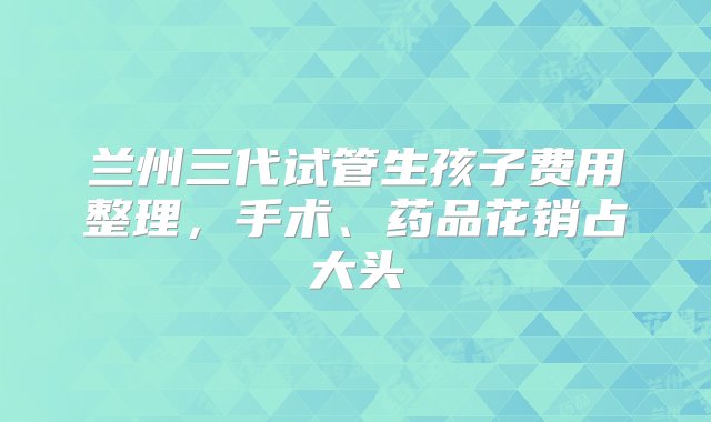 兰州三代试管生孩子费用整理，手术、药品花销占大头