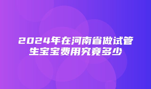 2024年在河南省做试管生宝宝费用究竟多少