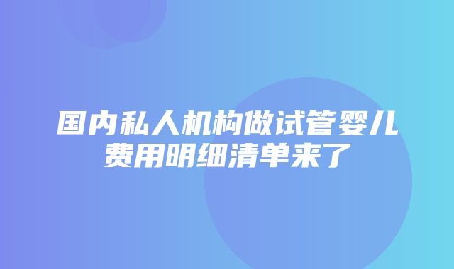 国内私人机构做试管婴儿费用明细清单来了