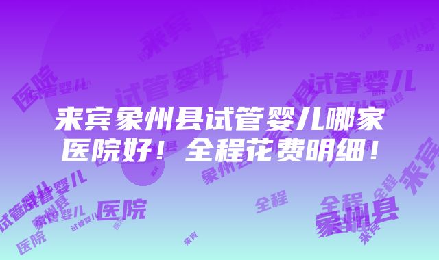 来宾象州县试管婴儿哪家医院好！全程花费明细！