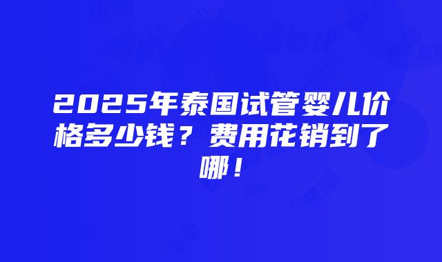 2025年泰国试管婴儿价格多少钱？费用花销到了哪！