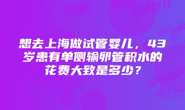 想去上海做试管婴儿，43岁患有单侧输卵管积水的花费大致是多少？