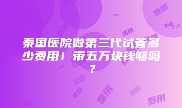 泰国医院做第三代试管多少费用！带五万块钱够吗？