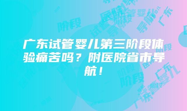 广东试管婴儿第三阶段体验痛苦吗？附医院省市导航！