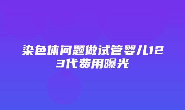 染色体问题做试管婴儿123代费用曝光