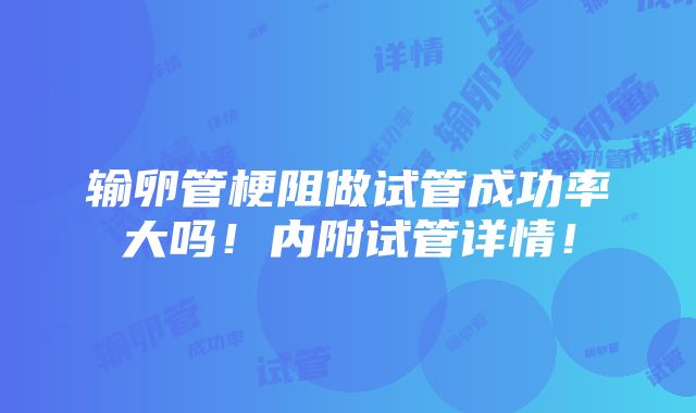 输卵管梗阻做试管成功率大吗！内附试管详情！