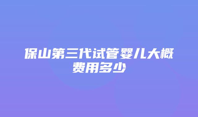 保山第三代试管婴儿大概费用多少